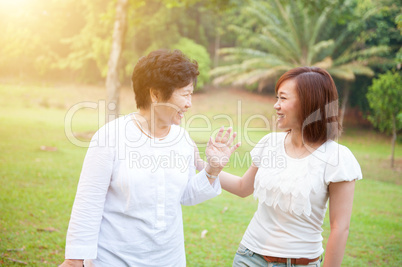 Mother and daughter talking