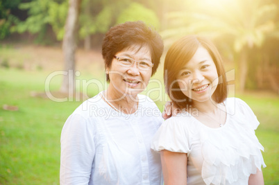 Elderly mother and daughter