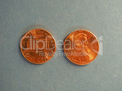 One Cent Dollar coins, United States over blue