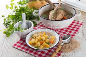 Rutabaga soup with goose meat