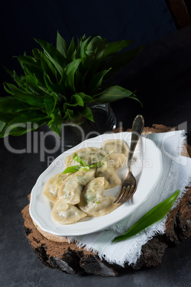 pierogi with wild garlic filling