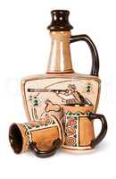 Ancient Wine Jug And Ceramic Mugs