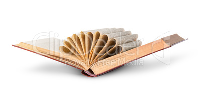 Ajar old book with curled pages