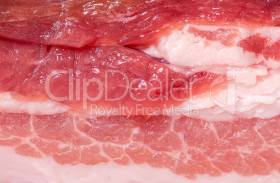 Background of slice of fresh pork bacon