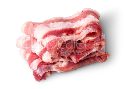 Bacon strips arranged in layers top view