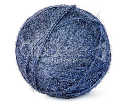 Ball of blue wool yarn