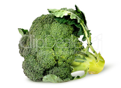 Big broccoli florets with leaves rotated