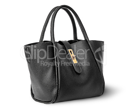 Black elegant leather ladies handbag rotated