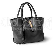 Black elegant leather ladies handbag rotated