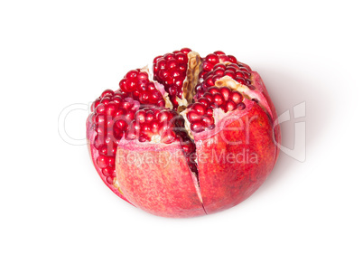 Broken Bright Ripe Delicious Juicy Pomegranate Top View Rotated