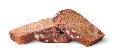 Chaotic heap of three pieces unleavened bread with sunflower see