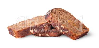 Chaotic heap of three pieces unleavened bread with sunflower see