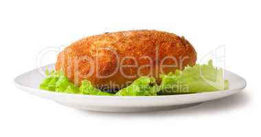 Chicken cutlet on the white plate