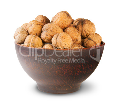 Clay Bowl Full Of Walnuts