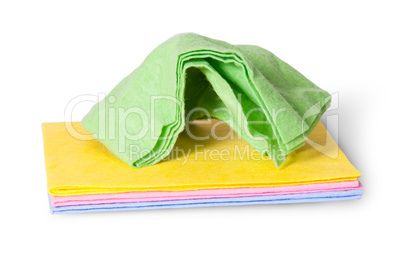 Cleaning cloths crumpled on top
