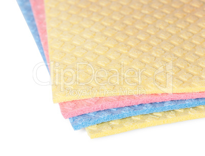 Closeup multicolored sponges for dishwashing