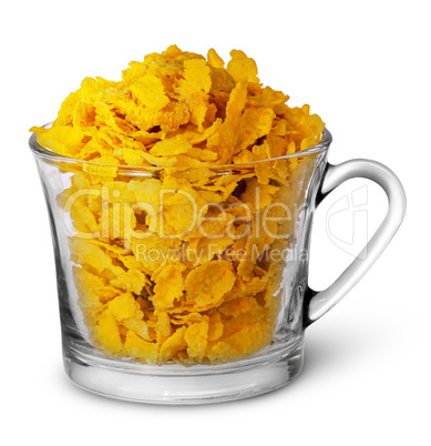 Cornflakes in a glass cup