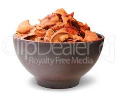 Dried Apples In A Ceramic Bowl