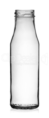 Empty transparent glass bottle without lid