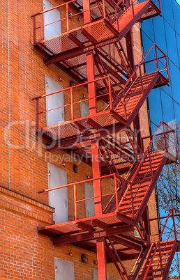 Fire escape on the facade of the new office building