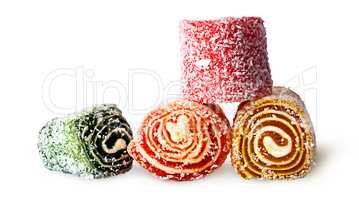 Four different pieces of Turkish delight