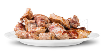 Grilled Meat On A White Plate Rotated