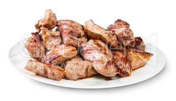 Grilled Meat On A White Plate