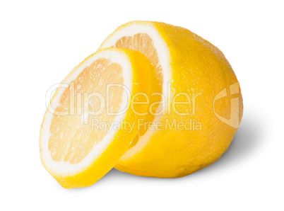 Half Of A Lemon With One Slice