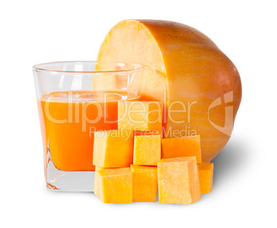 Half Pumpkin And A Glass Of Pumpkin Juice