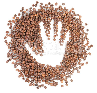 Hand Silhouette On Coffee Grains