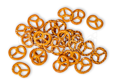 Heap crunchy pretzels with salt