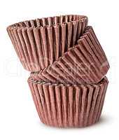 Heap of brown paper cups for baking muffins