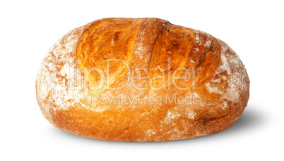 In front loaf of white round bread