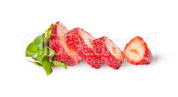 In front sliced fresh juicy strawberries