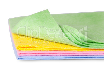 Multicolored cleaning cloths one folded front view