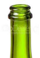 Neck of green bottle of champagne