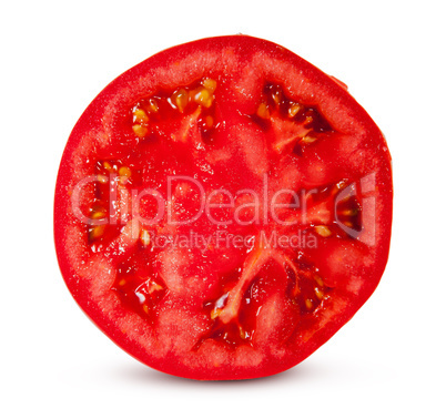 One half juicy red tomato