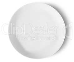 One Isolated White Porcelain Plate Top View