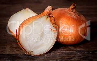 Onion on a wooden table