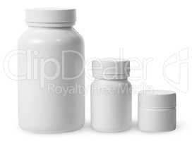 Plastic jars of different sizes for medicines