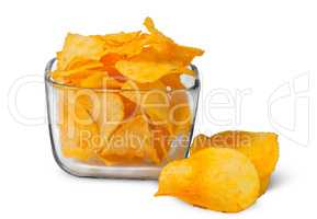 Potato chips in a glass bowl
