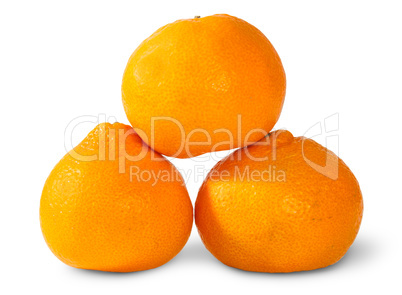 Pyramid Of Three Ripe Tangerines