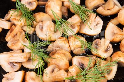 Quartered Roasted Champignons With Dill