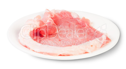 Raw Pork Schnitzel On A White Plate