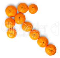 Ripe Juicy Orange Tangerine Lined As A Left Arrow