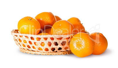 Ripe Sweet Tangerines In Wicker Basket