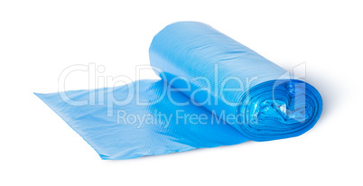 Roll of blue plastic garbage bags