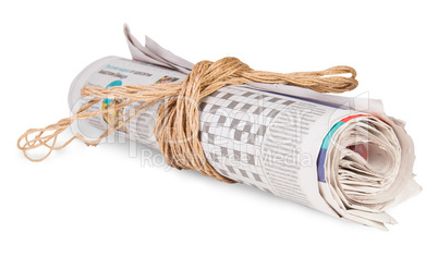 Roll Of Newspapers Tied With A Rope