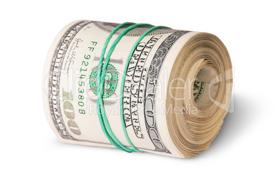 Roll Of One Hundred Dollar Bills Lying Horizontally