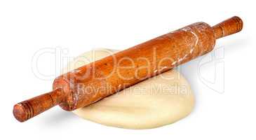 Rolling pin on piece of dough